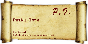 Petky Imre névjegykártya